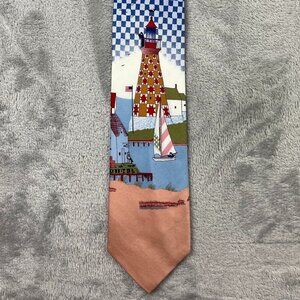 Jim Shore Lighthouse Sailing Themed Men's Classic 100% Silk Neck Tie